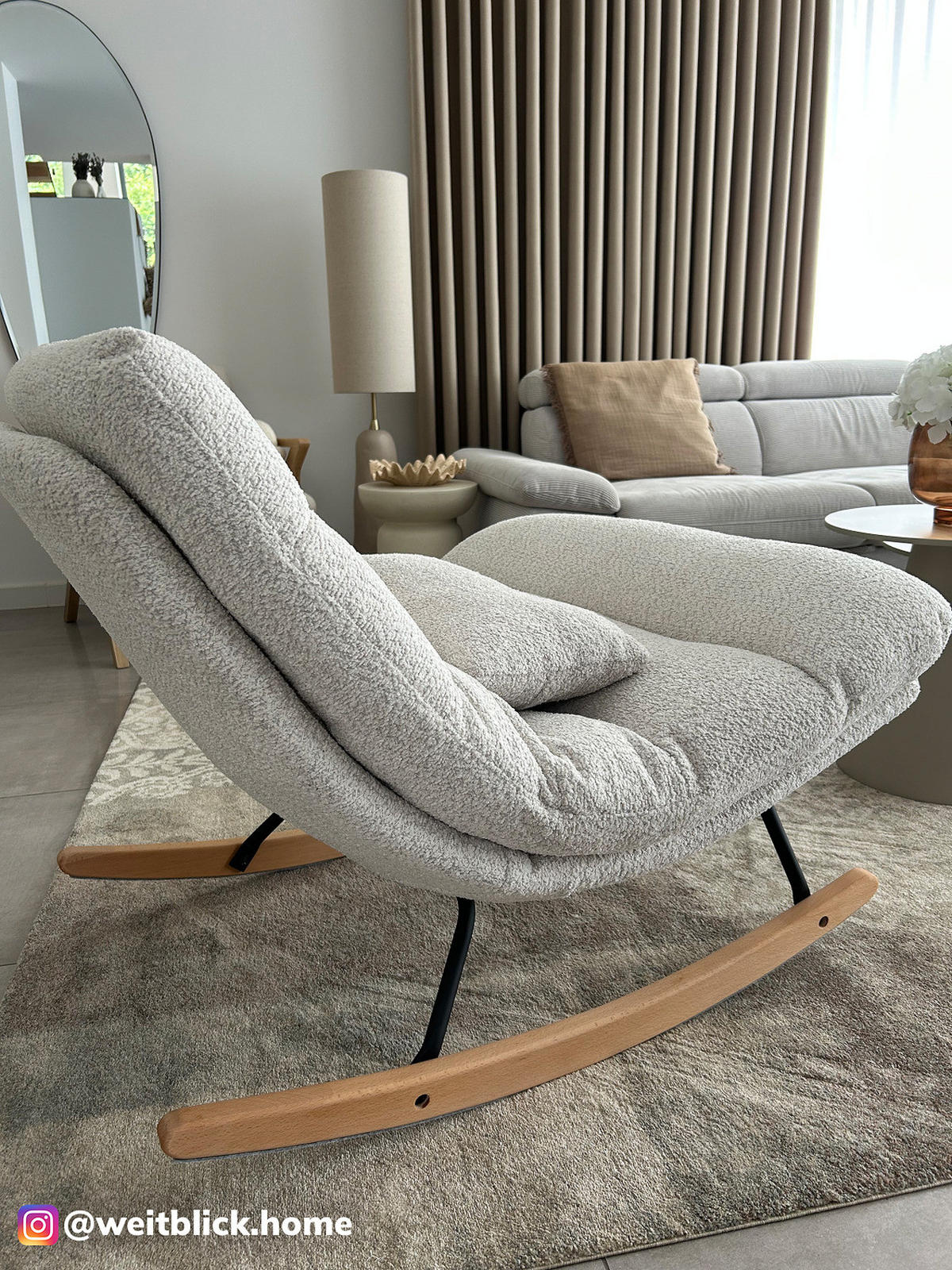 SCHAUKELSESSEL - Metall / Textil - Beige/Schwarz, Textil/Metall (82/83/89cm) - home24