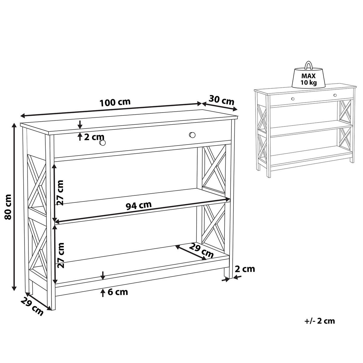 KONSOLENTISCH weiß Montgomery - Weiß, Holzwerkstoff (30/100/80cm) - Beliani