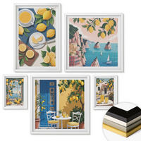 WANDBILDER 5er-Set - 50x50 cm & 20x30 cm & 40x60 cm Weißer Rahmen - Berge, rosa Himmel, Wasser, Sukkulente - Weiß, Kunststoff (40/60cm) - ArtPrintCave