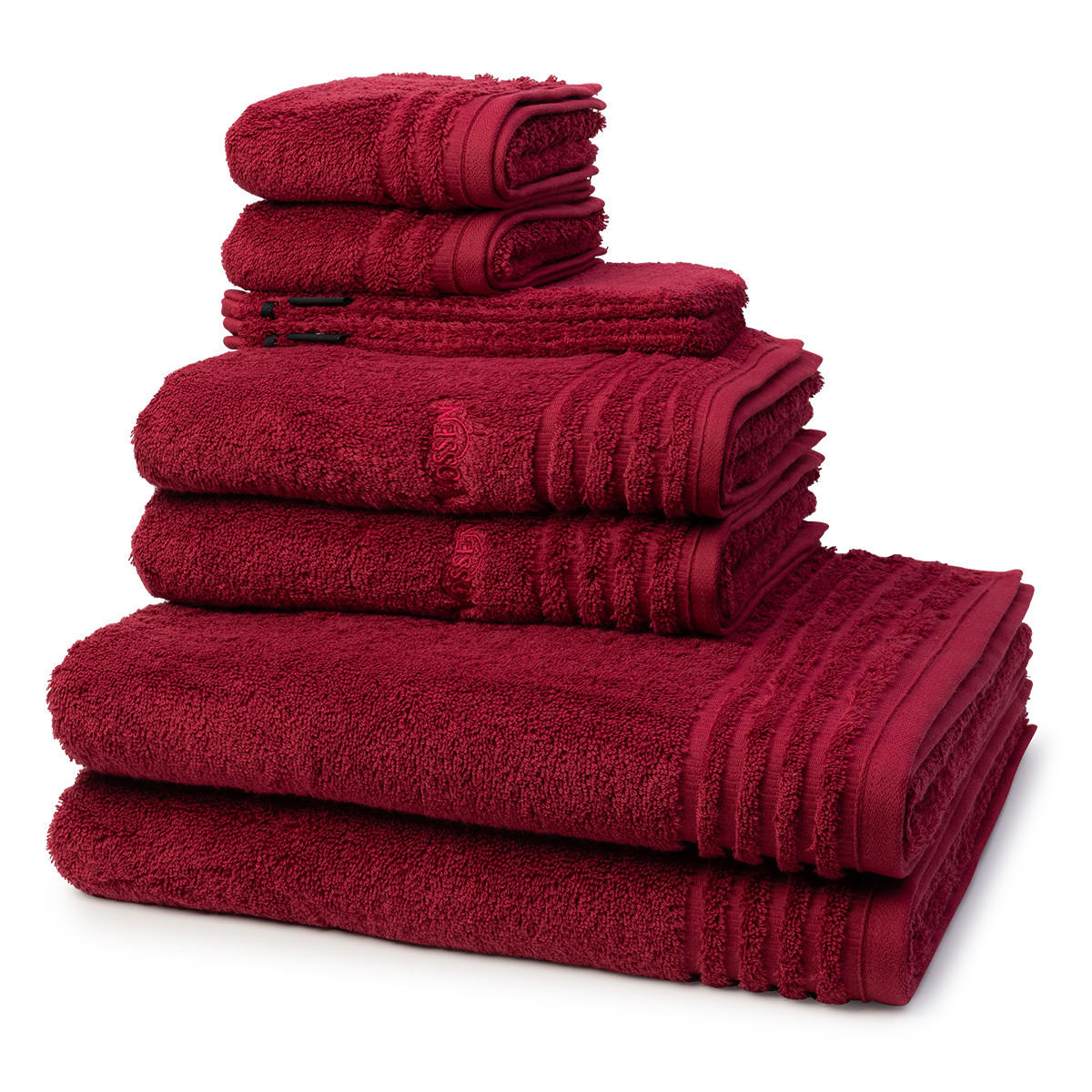 FROTTIERSET Vienna Style Supersoft 8-teilig - Dunkelrot, Textil (50/100cm) - Vossen