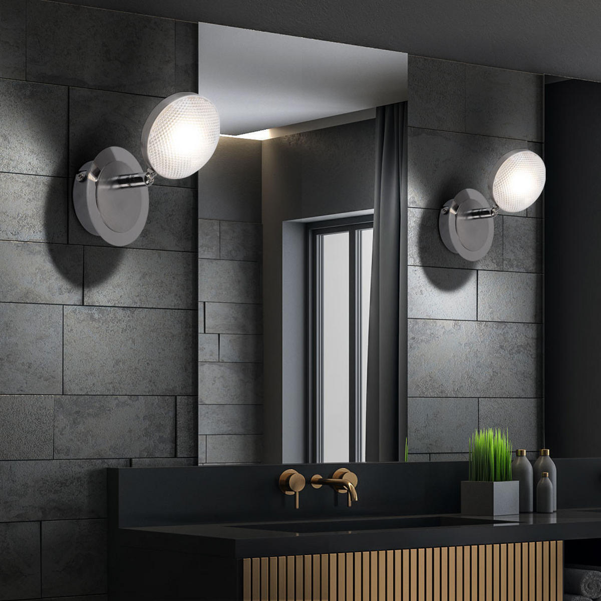 LED WANDLEUCHTE TINA Silber Chrom - Silberfarben, Metall (9/9/14cm) - Globo Lighting