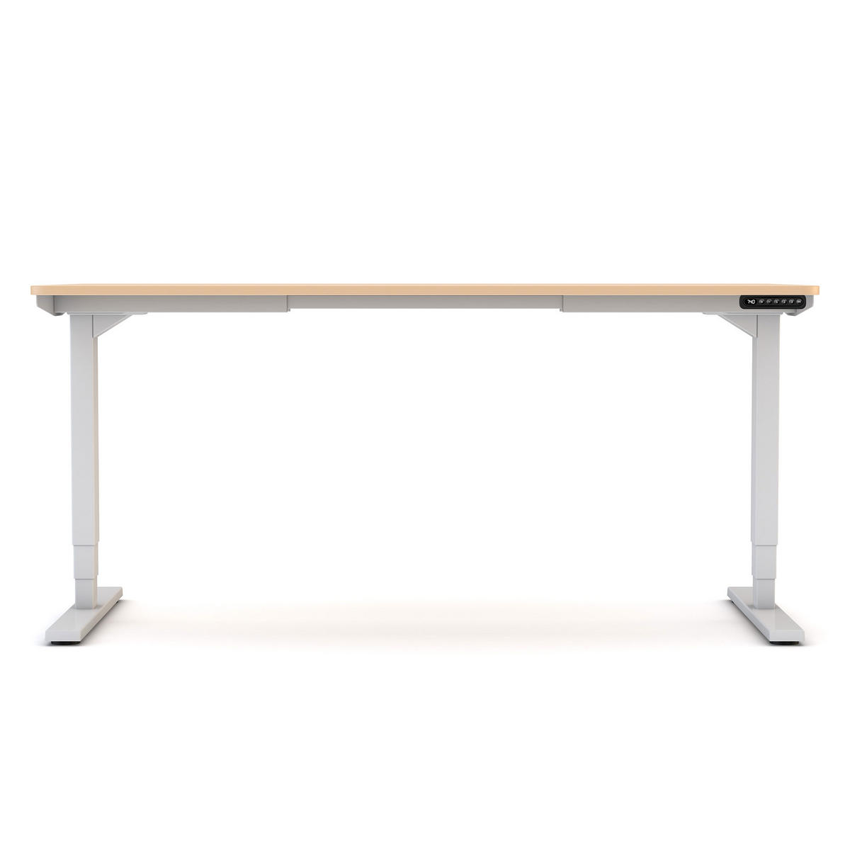 SCHREIBTISCH Elektrisch höhenverstellbarer Schreibtisch Y-Line Curved Sand Signalweiß 140/70/62-127cm - Sandfarben/Weiß, Holzwerkstoff/Metall (70/140/127cm) - ASSMANN