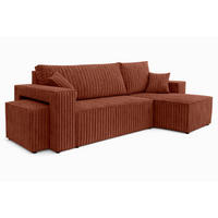 ECKSOFA Mit Schlaffunktion Und Pouf, Cordstoff Tilia, Kupfer, Rechts, Best L Mit Pouf - Orange, Holz (244/145cm) - Kaiser Möbel