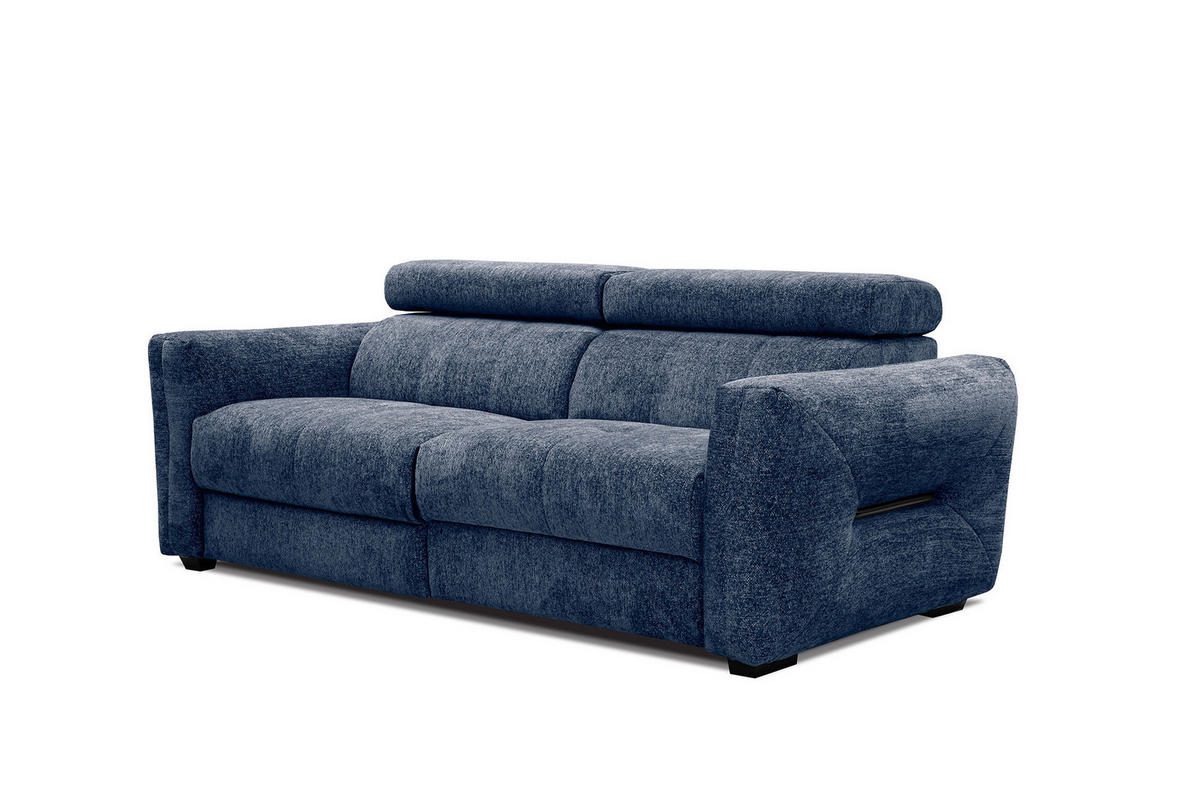 SOFA CALVERA 3-Sitzer mit 2 Relaxfunktionen, dunkelblau - Dunkelblau, Holzwerkstoff/Textil (204/79/106cm) - Courtois Laville