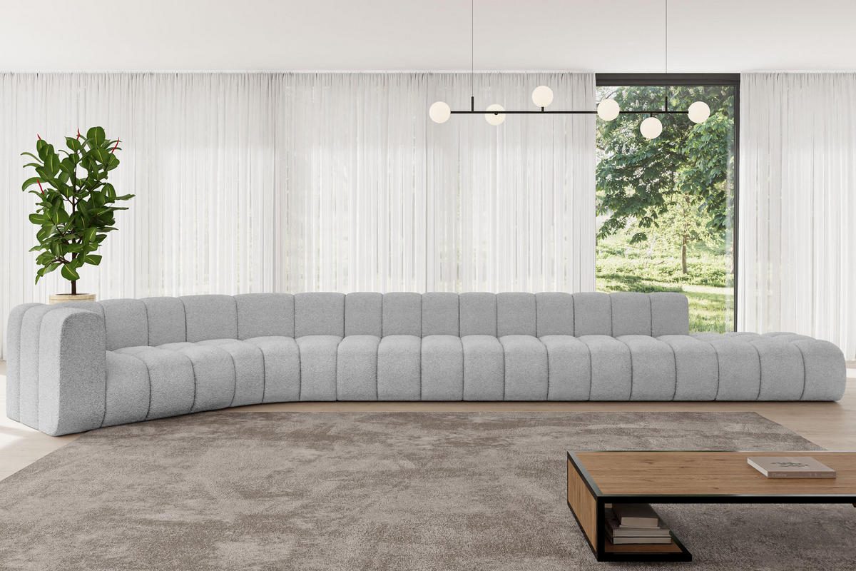 ECKSOFA modulares Sofa Tilmo-L3 - 581x194x70 cm Hellgrau - Hellgrau, Holzwerkstoff/Textil (581/194cm) - ALTDECOR