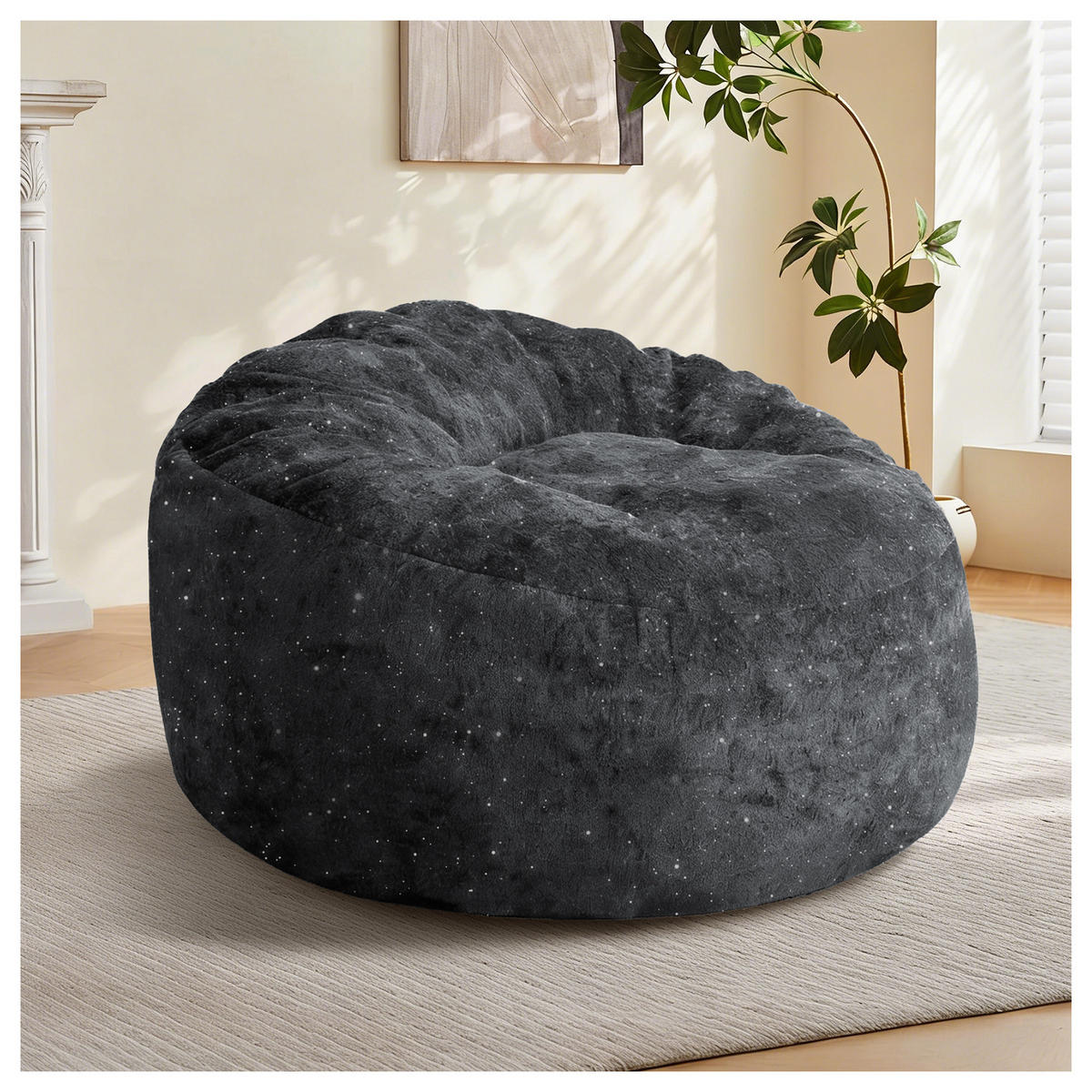 SITZSACK Flanell Schwarz - Schwarz, Textil (100/65/98cm) - WISHDOR