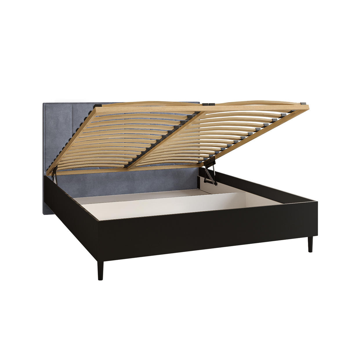 DOPPELBETT Luk II 160/200 cm ohne Matratze, Lattenrost, Bettkasten, schwarz, grau - Schwarz/Grau, Kunststoff (160/200cm) - Margaret Hadas24