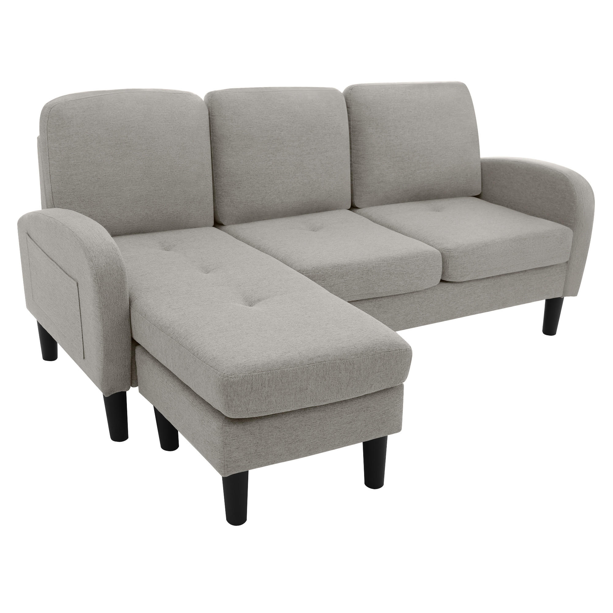 ECKSOFA 166/118/77 cm Grau mit Chaiselongue - Grau, Textil (166/118cm) - Oxeza