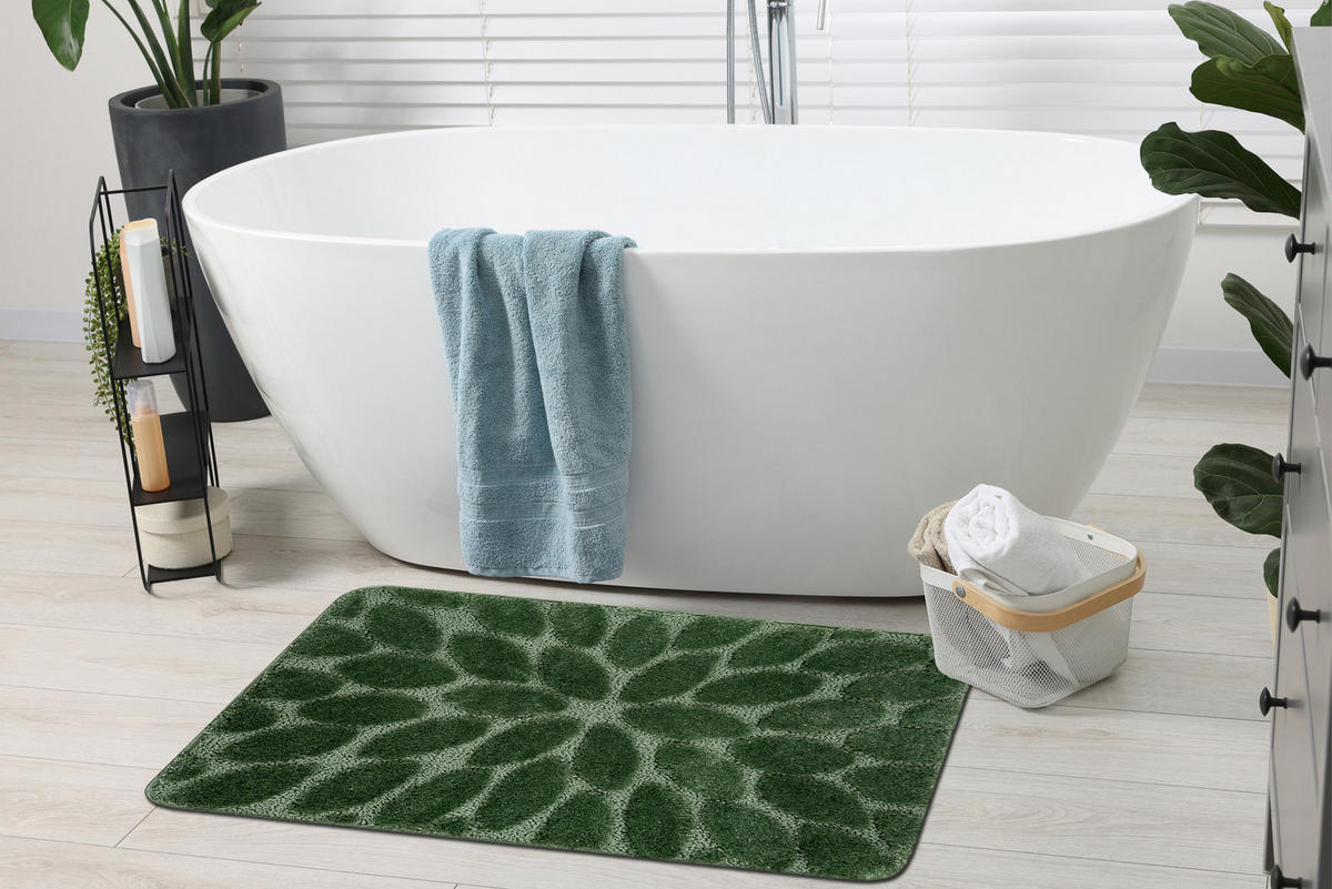 COVOR baie SUPREME STONES, pietre, anti-alunecare, moale - verde 50/80 cm - verde pastel, material textil (50/80cm) - rugsX