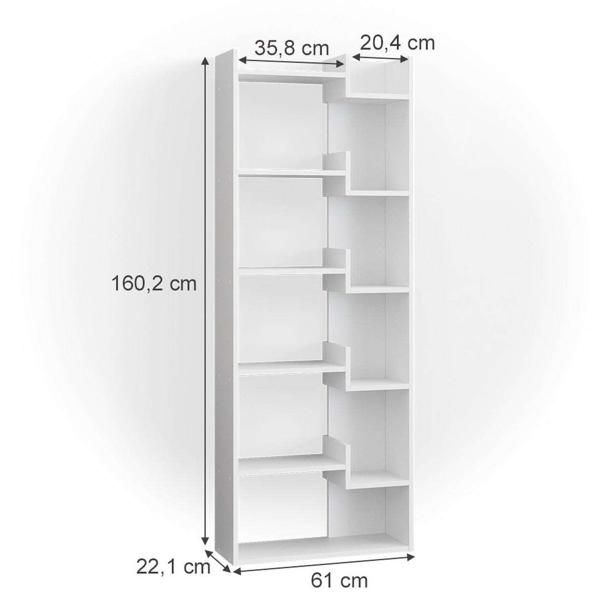 RAUMTEILER Fico Weiß 61 x 160.2 cm - Weiß, Holzwerkstoff (61/160.2/22.1cm) - Vicco