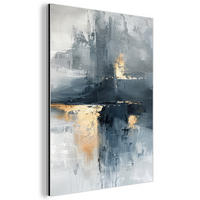 KOVOVÝ OBRAZ Umenie - sivé - zlaté - abstraktné 60x80 cm - tmavosivá, kov (60/80cm) - MuchoWow