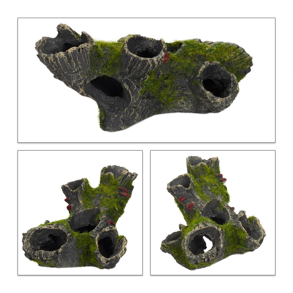 AKVÁRIUM dekorácie jaskyne - sivá, plast (15/7/8.5cm) - Relaxdays