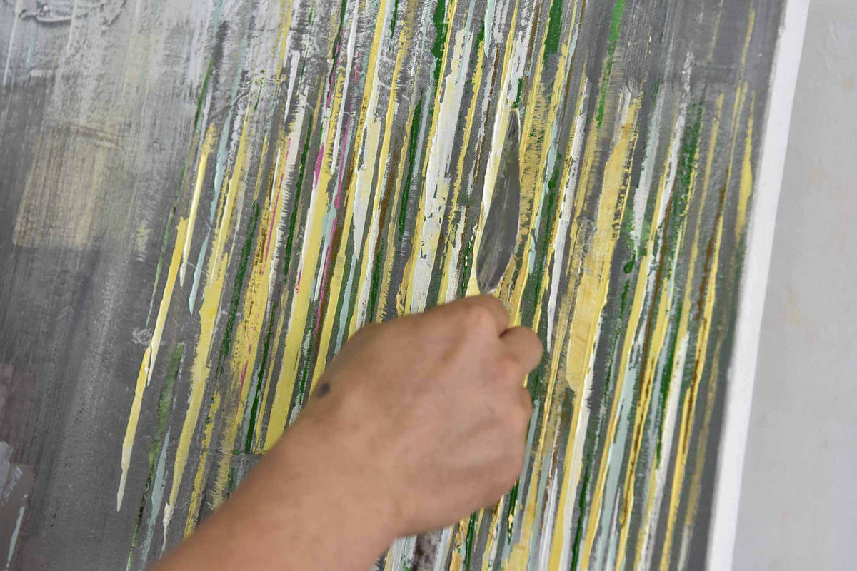 ÖLGEMÄLDE 120/80 cm - Gelb, Holz/Textil (2.02/80cm) - KUNSTLOFT