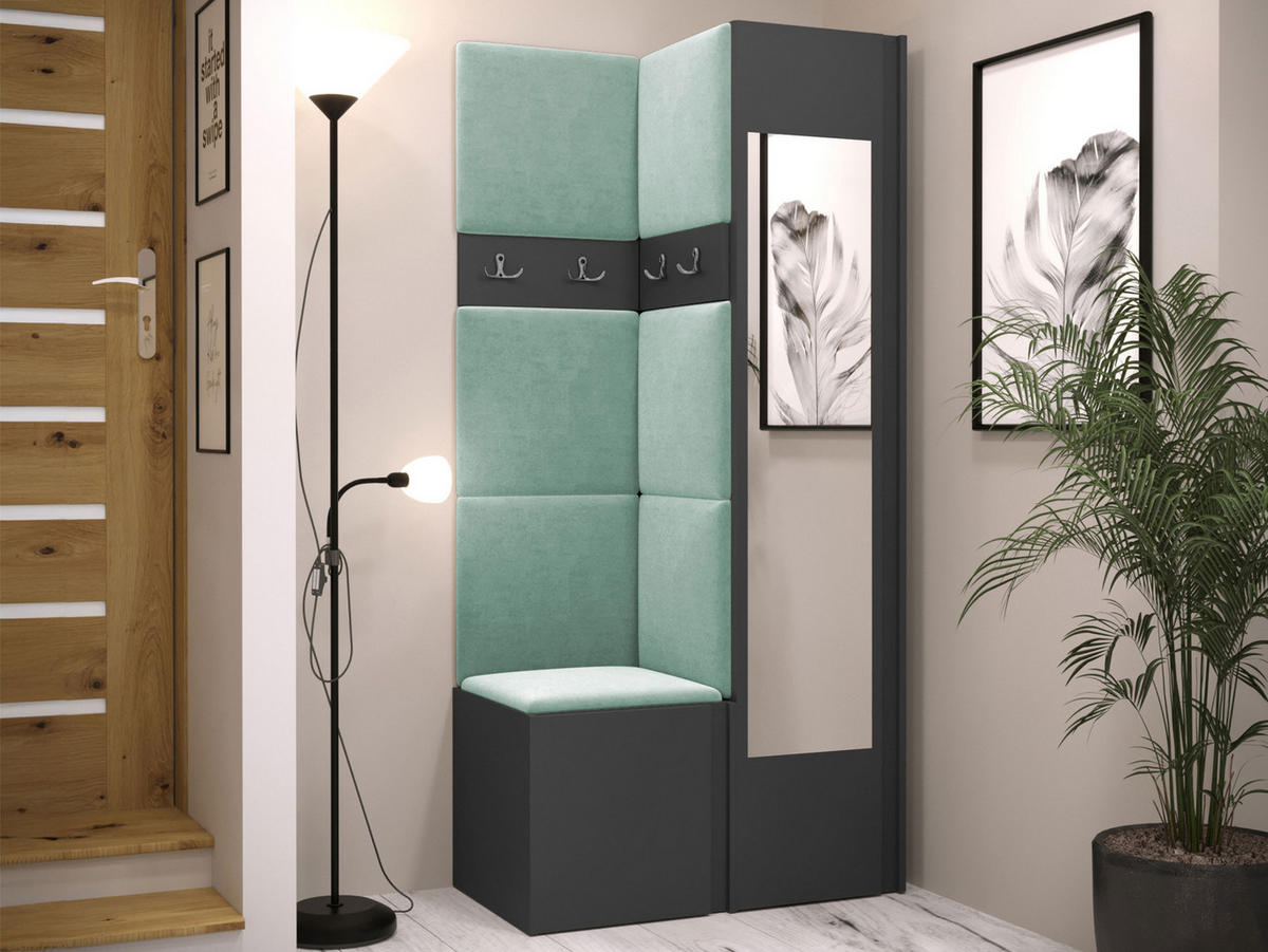 GARDEROBEN-SET Orion XXV - Graphitfarben/Mintgrün, Holzwerkstoff/Kunststoff (82/186/46cm) - MIRJAN24