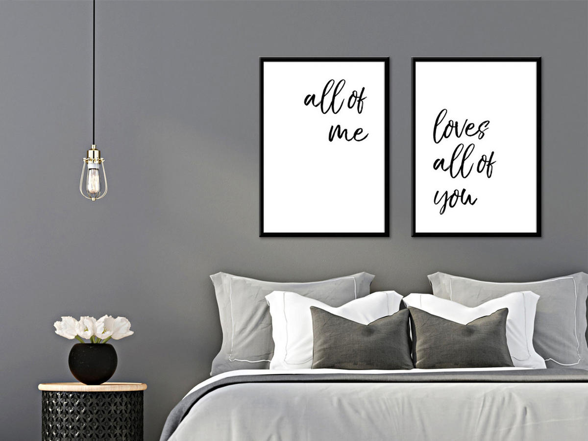 BILD mit Rahmen 2er Set 51x71 cm Spruch: Liebe - Weiß, Holz (51/71cm) - artissimo