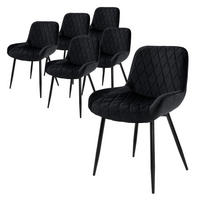 ESSZIMMERSTUHL Samt Schwarz 6er Set - Schwarz, Metall (54/81/60cm)