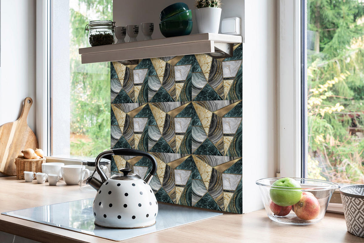 FLIESENAUFKLEBER 9 Stück 30x30 cm selbstklebend Art-Deco-Abstraktion - Multicolor, Textil (30/1.6/30cm) - TULUP