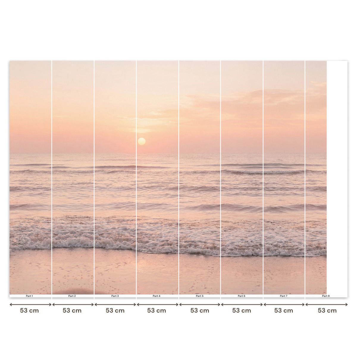 TAPETE - Sonne - Strand - Rosa - 400x300 cm - Hellrosa, Papier (400/300cm) - OnlyWow