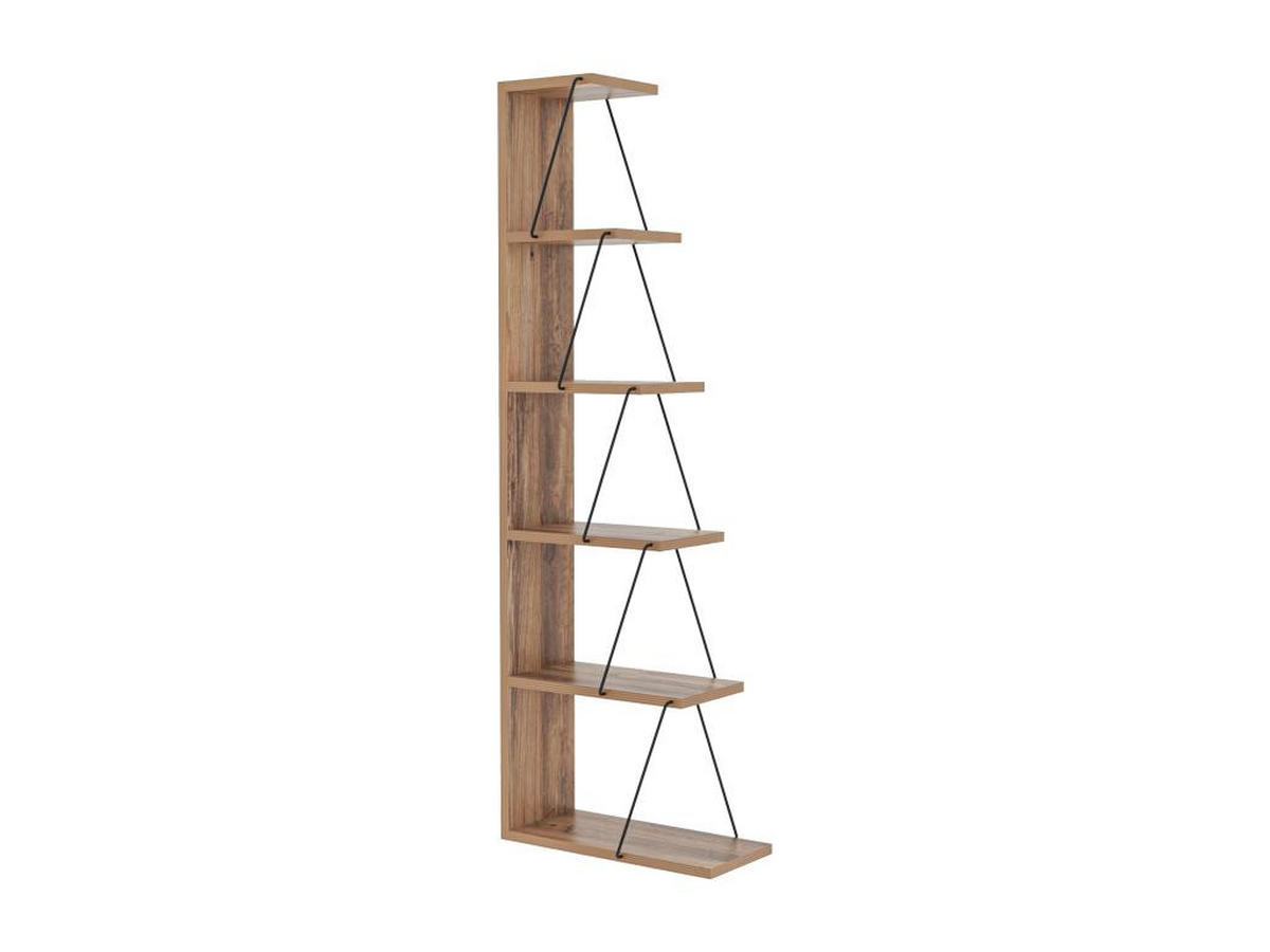 BÜCHERREGAL mit 5 Regalböden - Holzfarben & Schwarz - DELORY - Schwarz, Holz (22/150/50cm) - Vente-Unique