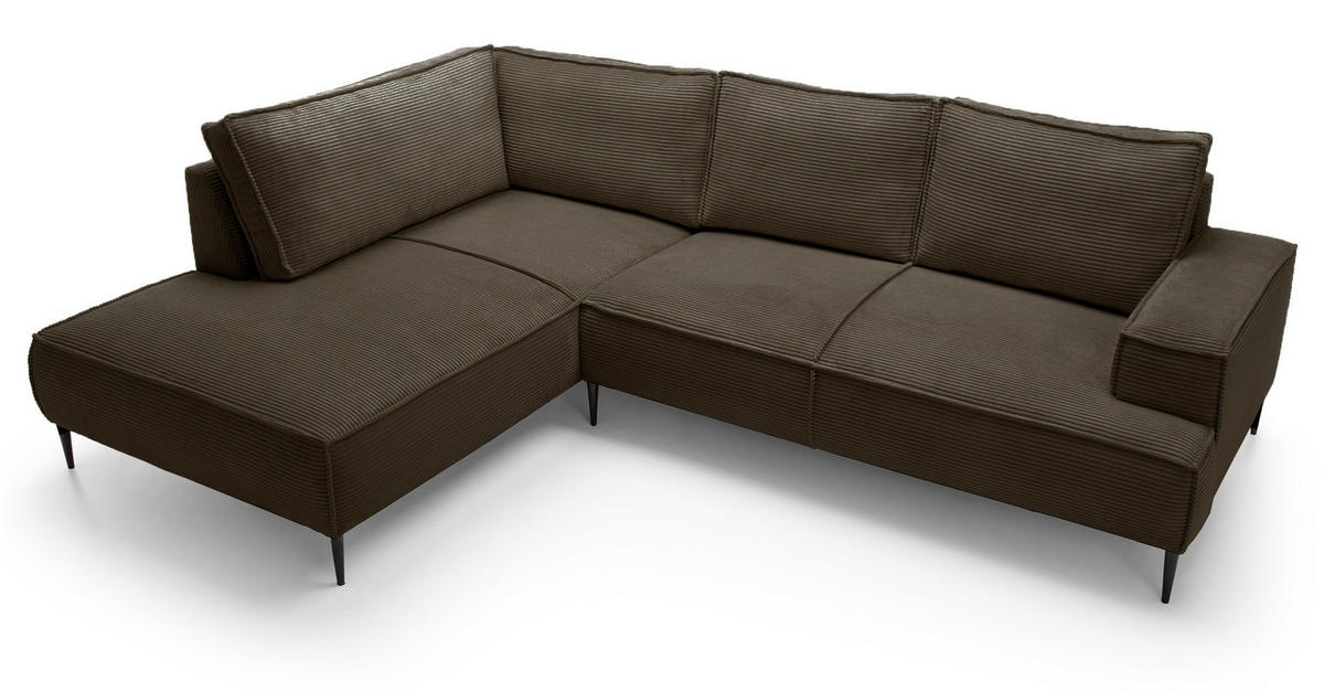 SCHLAFSOFA 275 cm L-Form Harmonia mit Beinen, Links, Braun - Braun, Holz (275/195cm) - Emporius