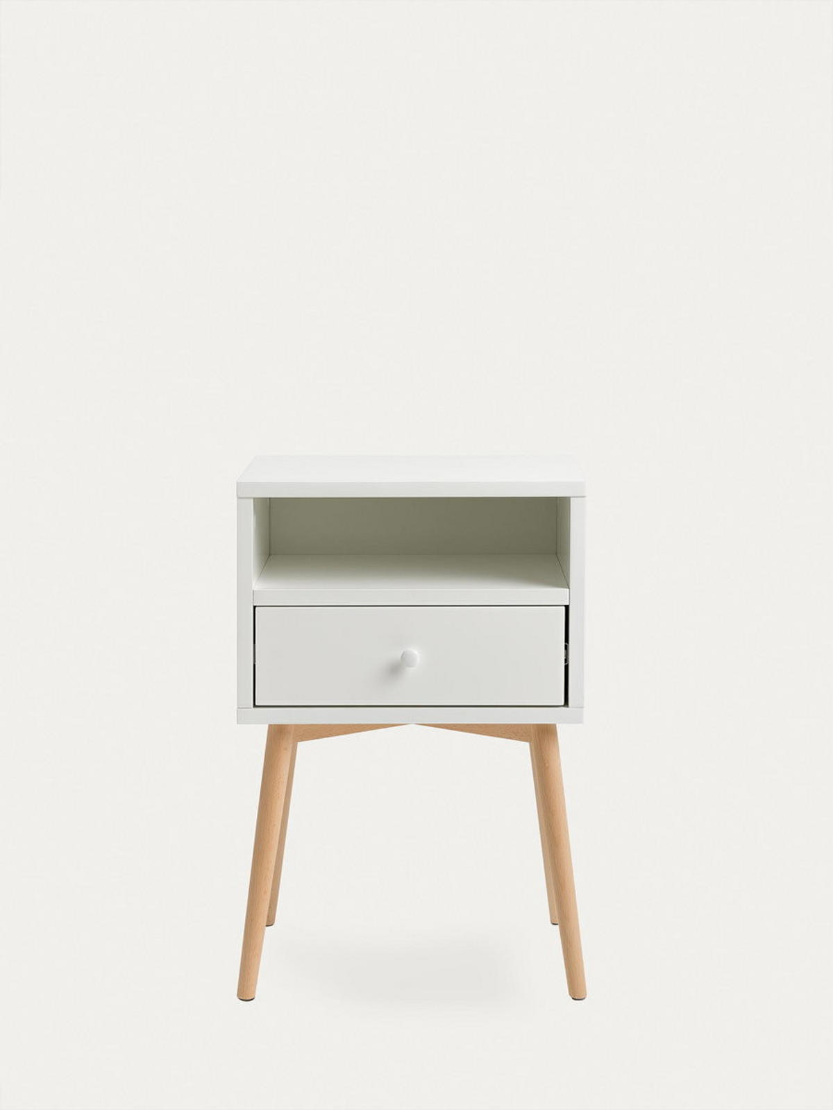 NACHTTISCH Tilo Natur - Weiß 40 cm x 60 cm - Braun/Weiß, Holz (40/60/30cm) - Kenay Home