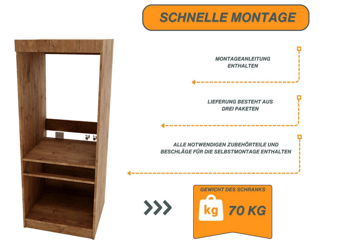 WASCHMASCHINENSCHRANK für Waschmaschine & Wäschetrockner 162/63/67 - Braun, Holzwerkstoff (63/162/67cm) - RAUMHIRSCH FURNITURE