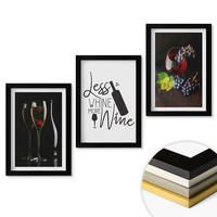 WANDBILDER 3er-Set - 20x30 cm Schwarzer Rahmen - Weingläser mit Trauben und Inschrift - Schwarz, Kunststoff (20/30cm) - ArtPrintCave
