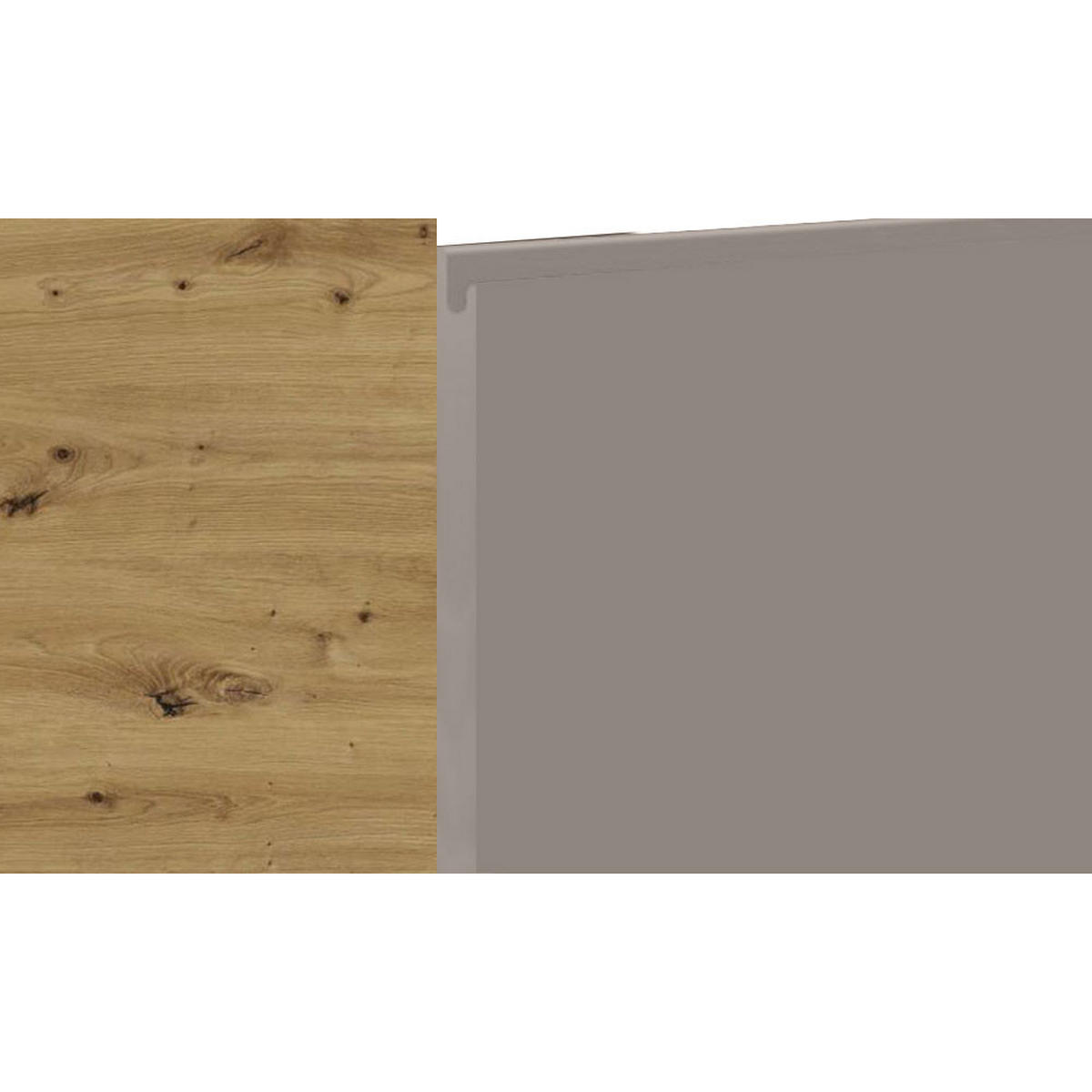 WINKELKÜCHE Avellino eiche artisan / Acryl stone grey matt, Arbeitsplatte eiche artisan 11-teilig - Braun/Grau, Holzwerkstoff (330/207/225cm) - Feldmann-Wohnen