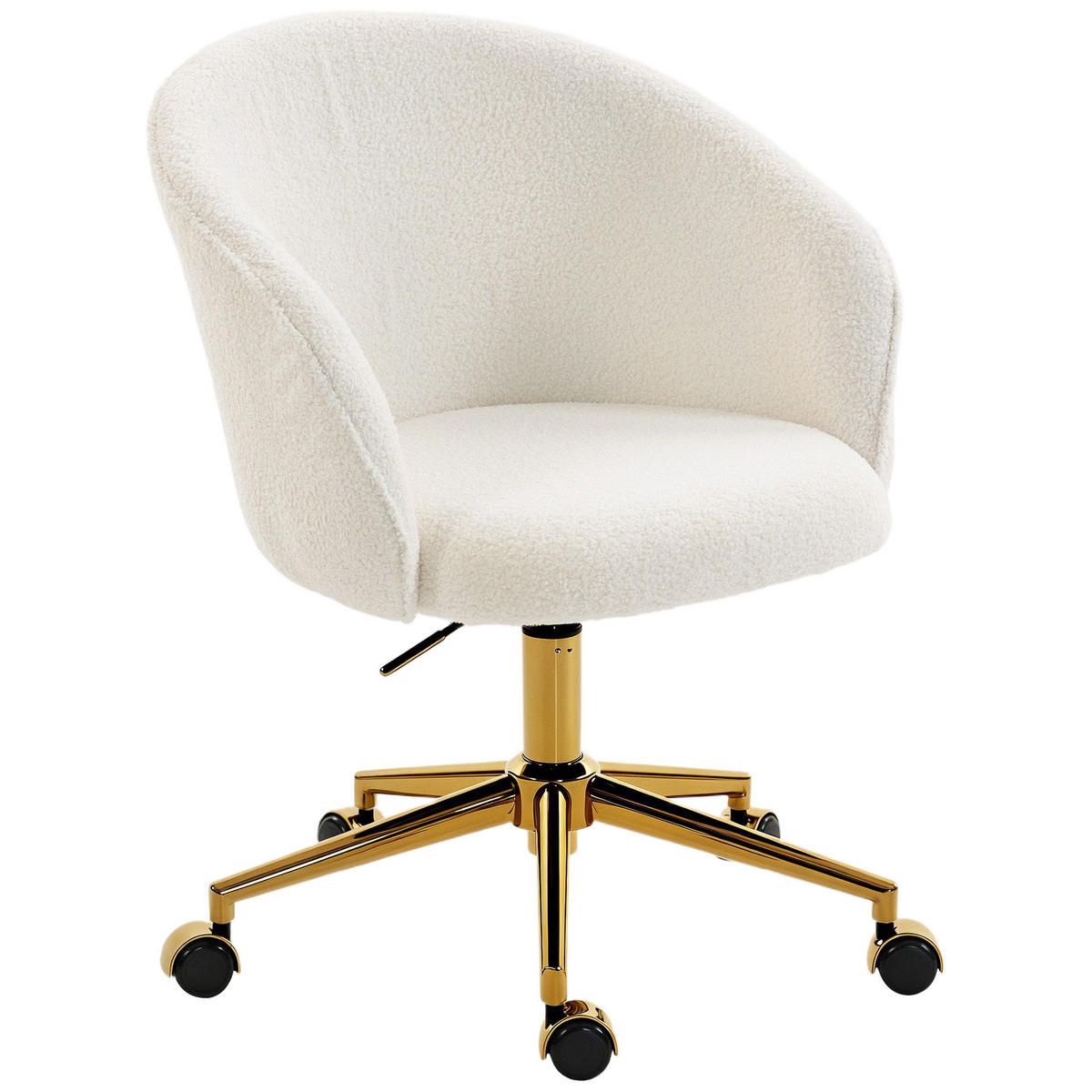 DREHSTUHL DE-11836 mit Teddy-Stoff & höhenverstellbar Creme - Creme, Metall (58.5/86/60cm) - ComfortXL