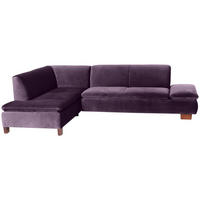 ECKSOFA mit Ottomane links Kaye Bezug Samtvelours Buche nussbaum dunkel / purple - Lila, Kunststoff (190/270cm) - 58aufmkessel