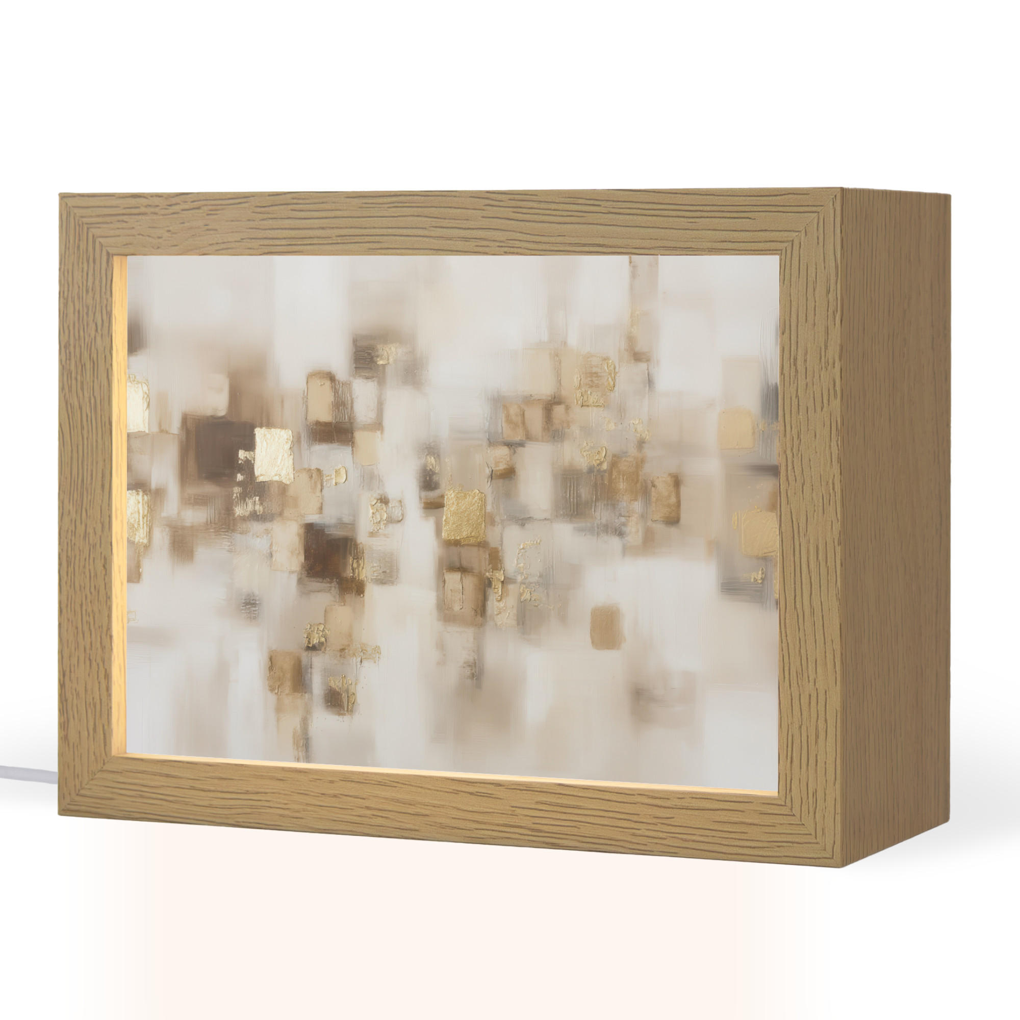 OnlyWow STOLNÍ LAMPA Abstraktní čtverce - zemité tóny - mlhavé 20x15 cm