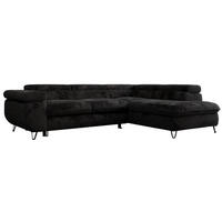 ECKSOFA PEDRO L Schwarz Plüsch - Rechts Seite - Schwarz, Textil/Metall (273/208cm) - MKS