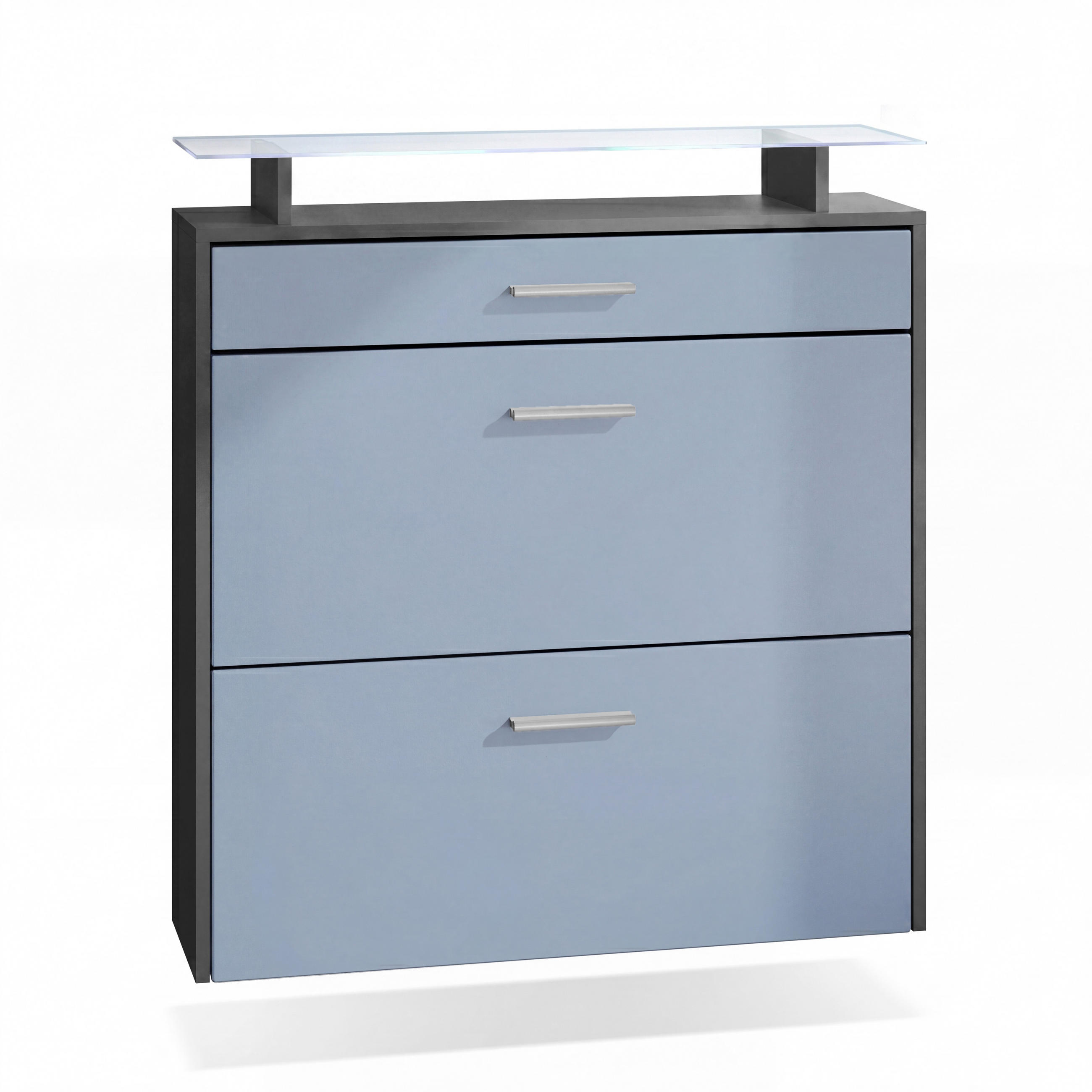 SCHUHSCHRANK Malea Fronten in Denim matt - Pastellblau, Holzwerkstoff (89/96/23cm) - Vladon