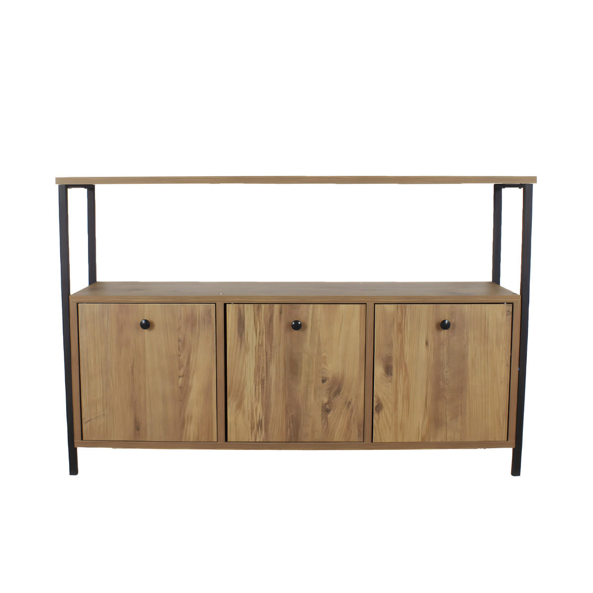 SIDEBOARD 3 Türen, Nussbaum-Dekor, L120 cm - NERO - Apfelbaumfarben, Holzwerkstoff (30/75/120cm) - Calicosy