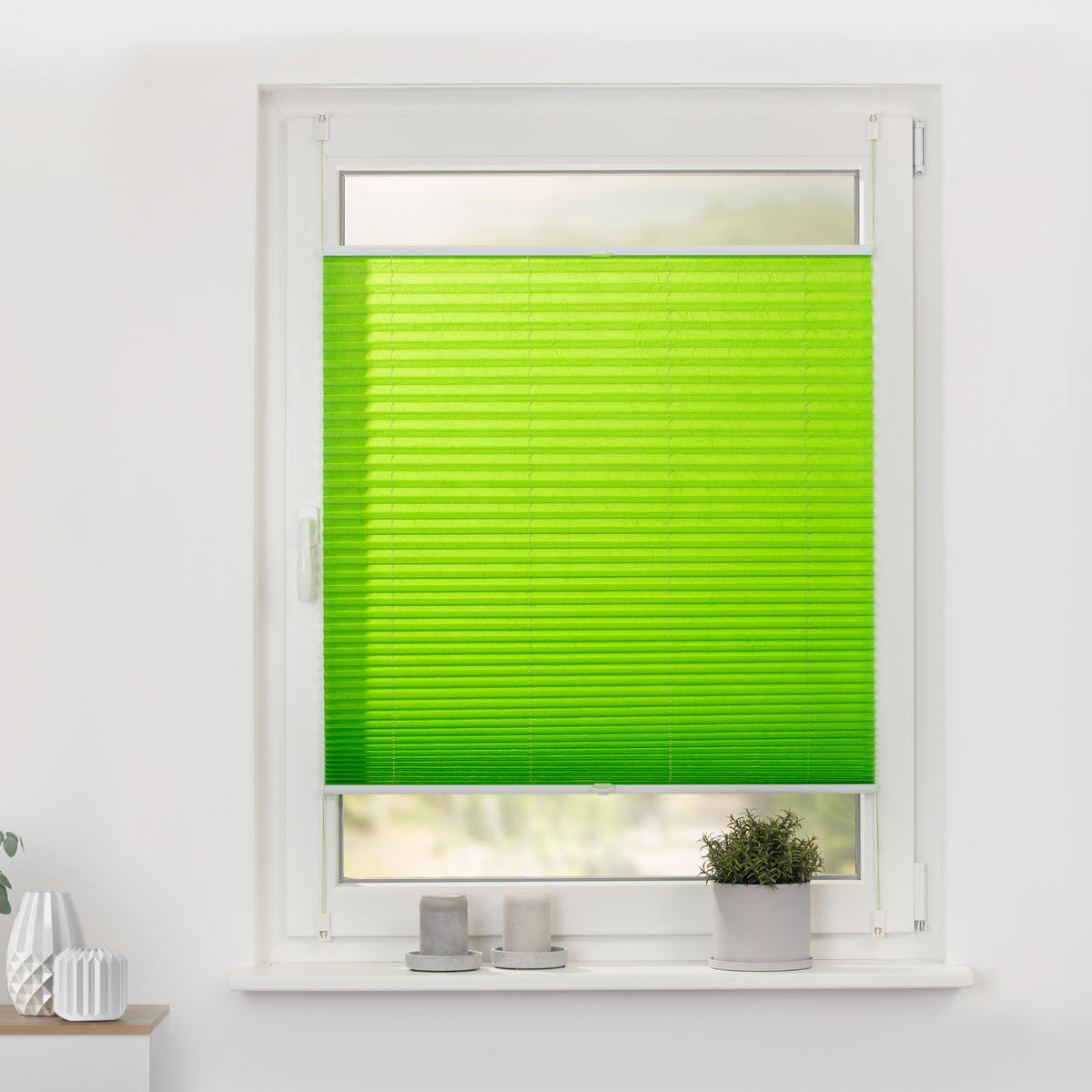 PLISSEE KLEMMFIX, OHNE BOHREN, VERSPANNT - Grün, Kunststoff (60/210cm) - Lichtblick Original