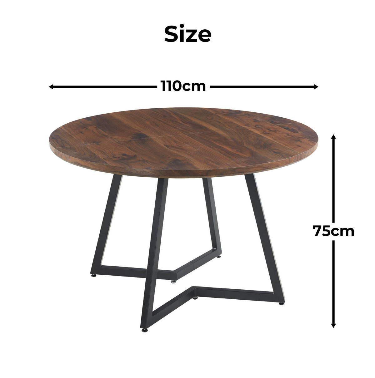 ESSTISCH aus MDF und Metall 110x110x75 cm Walnuss mit stabiler Konstruktion - Walnussfarben, Holzwerkstoff (110/110/75cm) - Modfu