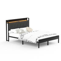 POLSTERBETT 140x190 cm in Schwarzgrau mit LED-Beleuchtung, USB-Anschluss und Stauraum - Schwarz, Textil (140/190cm) - IVMEU