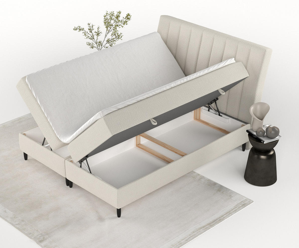 BOXBETT Merton Beige 180/200 cm - Beige/Schwarz, Holz/Holzwerkstoff (180/200cm) - Maison de Reve