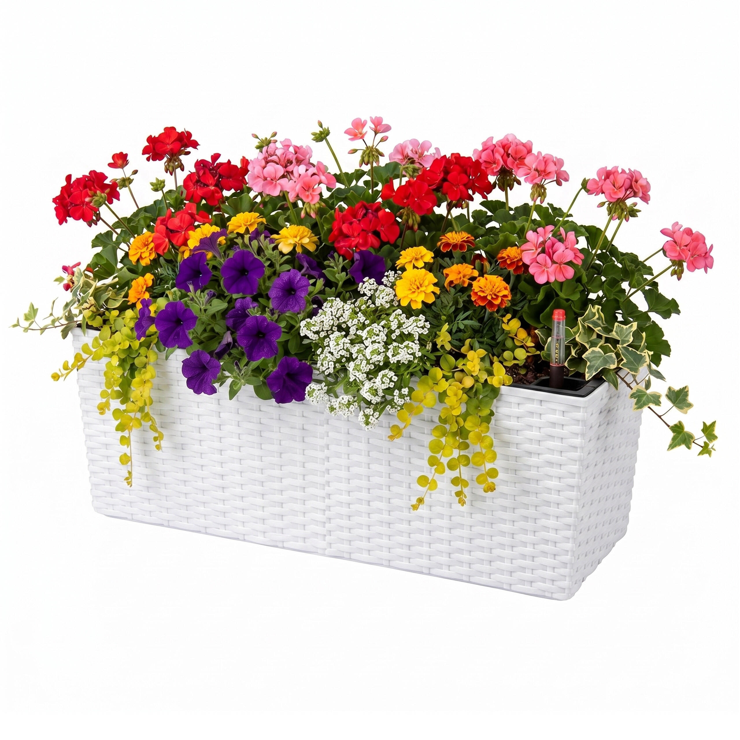JARDINIERĂ Albă autoirigare 50 cm - alb, material plastic/metal (50/19/19cm) - Relaxdays