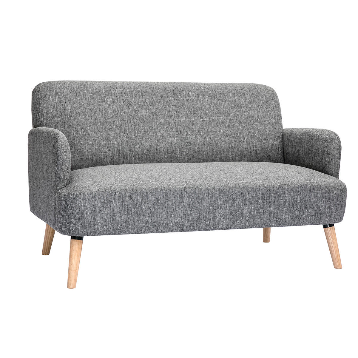 SOFA 2-Sitzer Hellgrauer Stoff Helles Holz ISKO - Hellgrau, Textil (131/81/76.5cm) - Miliboo