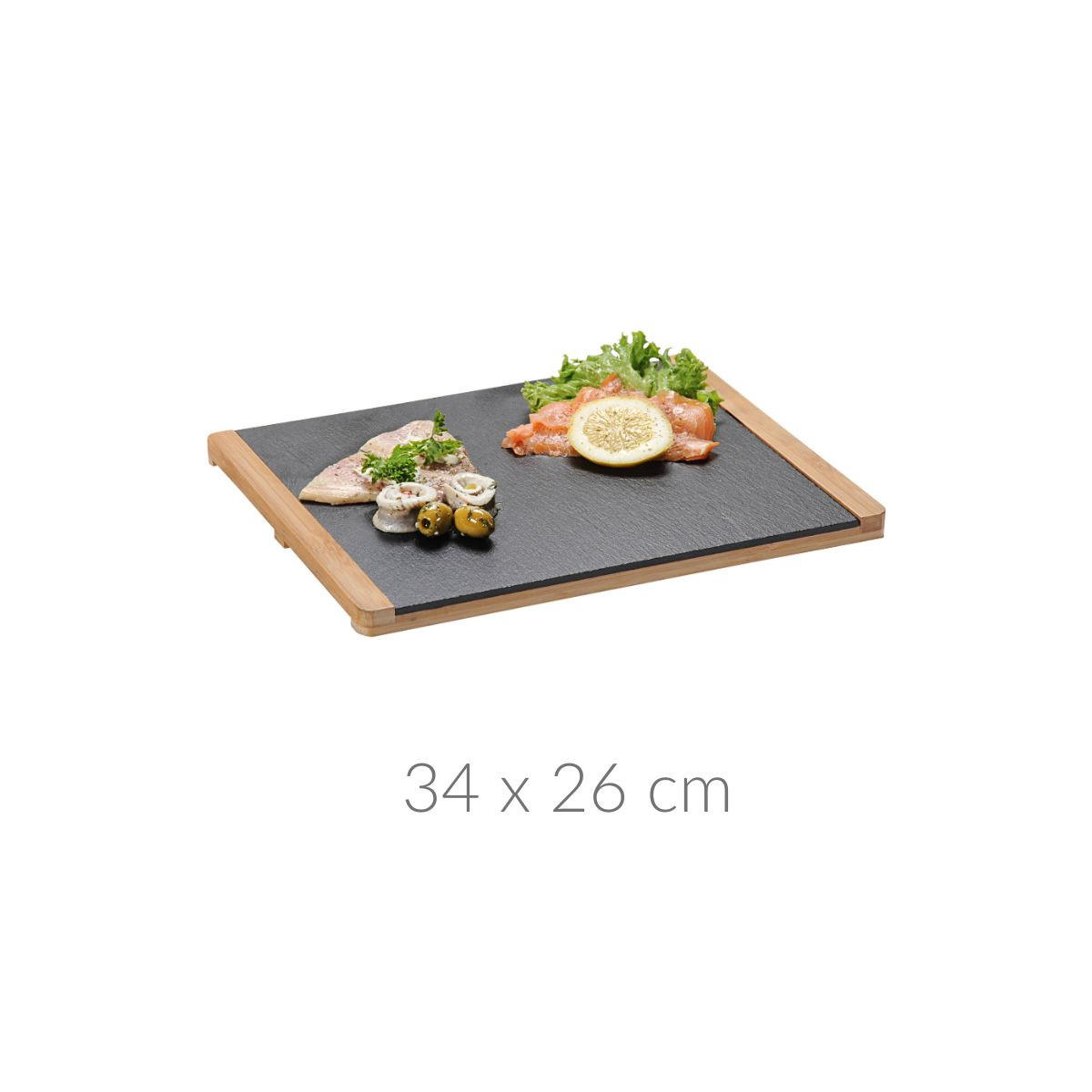 SERVIERBRETT Bambus Anthrazitfarben 34/26/1,5 cm - Anthrazit, Stein (26/1.5/34cm) - Kesper