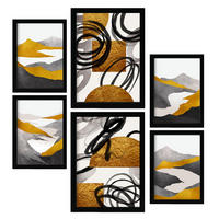 POSTER Set Mit 6 Gattung Nature 2 In Kulissen Abstracts Ästhetische Dekorative Gemälde Für Ihr Wohnzimmer Zuhause A3 & A4 Schwarzer Rahmen - Schwarz, Papier (29/3cm) - Nacnic