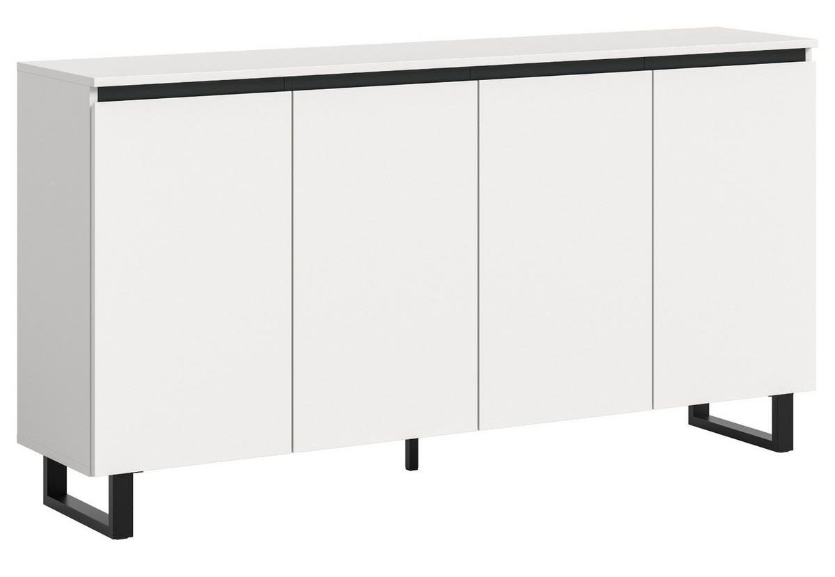 SIDEBOARD weiß mit schwarz, Kommode 160 x 84 cm mit Soft-Close, Gelia - Schwarz/Weiß, Holzwerkstoff/Metall (160/84/36cm) - Inn.Furn