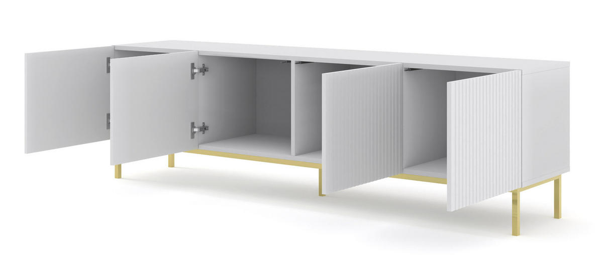 TV-LOWBOARD WEIß - Goldfarben/Weiß, Holzwerkstoff (200/58/42cm) - FURNLUX