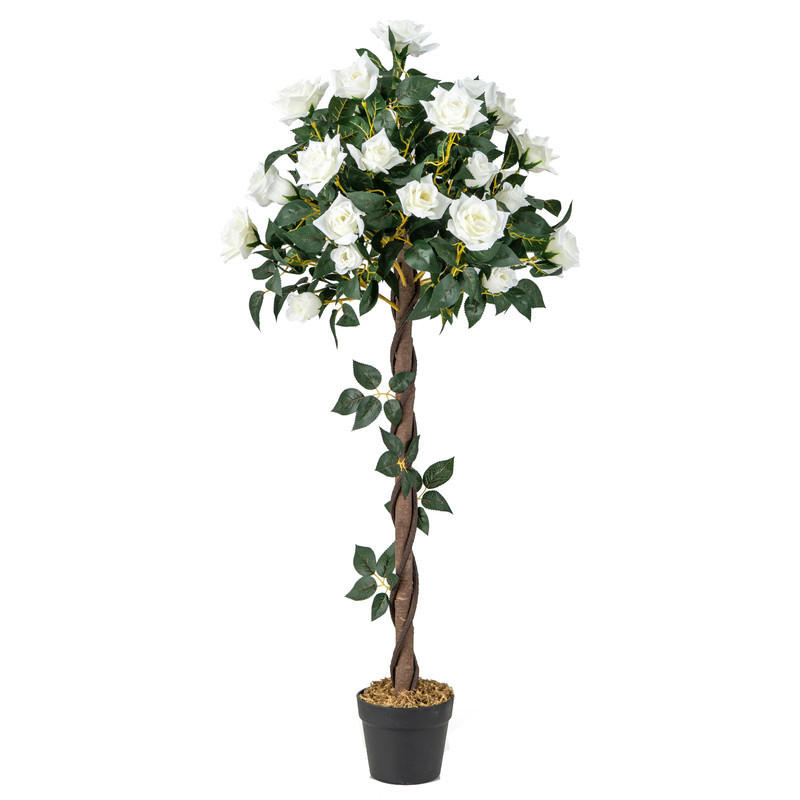 KUNSTBAUM mit Blüten grün - Grün, Kunststoff (120cm) - COSTWAY