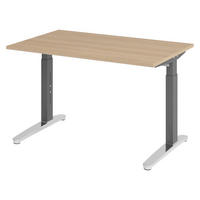 SCHREIBTISCH Serie-XB 80/120/74 cm in Eichefarben/Graphitfarben/Alu poliert - Eichefarben/Graphitfarben, Holzwerkstoff (80/120/74cm) - bümö