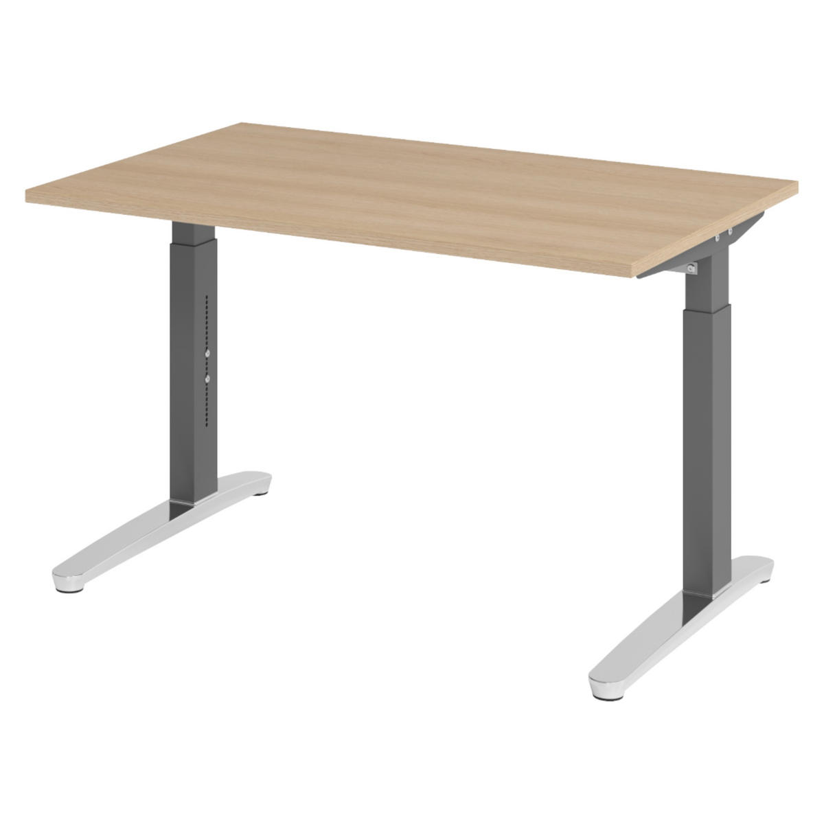 SCHREIBTISCH Serie-XB 80/120/74 cm in Eichefarben/Graphitfarben/Alu poliert - Eichefarben/Graphitfarben, Holzwerkstoff (80/120/74cm) - bümö