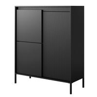 KOMMODE Schwarz ENSO Geriffelt 3 Türen - Schwarz, Holzwerkstoff (103.5/123.4/39.5cm) - Sepro Meble