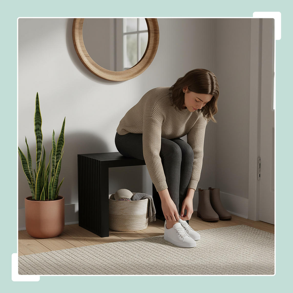 SITZBANK - Schwarz, Holz/Textil (45/43/33cm) - Relaxdays