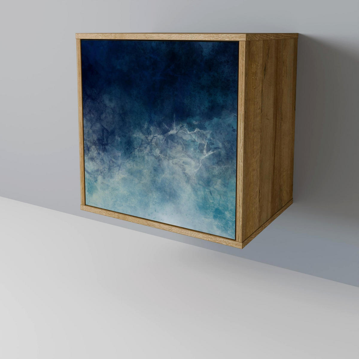 SIDEBOARD CELESTIAL FALL, Eichefarben, 57,5x42x67,5 cm, Schwarze Metall-Rahmenfüße - Eichefarben/Multicolor, Holzwerkstoff/Metall (57.5/67.5/42cm) - SpaceRebels